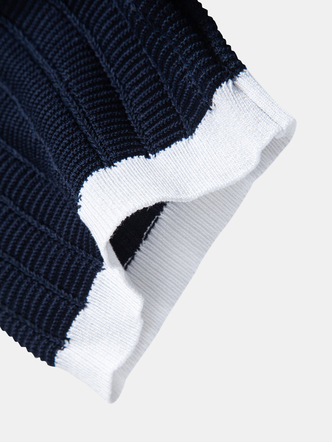 Contrast Textured Johnny Collar Knit Polo &amp; Elastic Waist Straight Leg Trousers