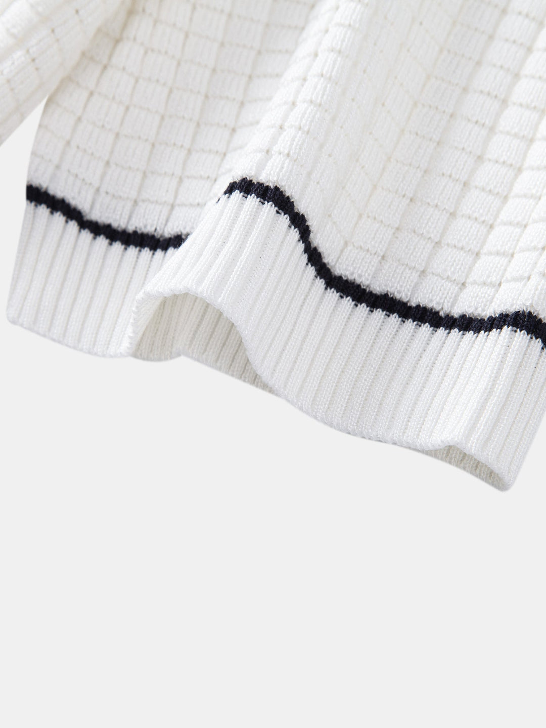 Contrast Trim Waffle Zipper Knit Polo &amp; Slim Fit Tapered Trousers