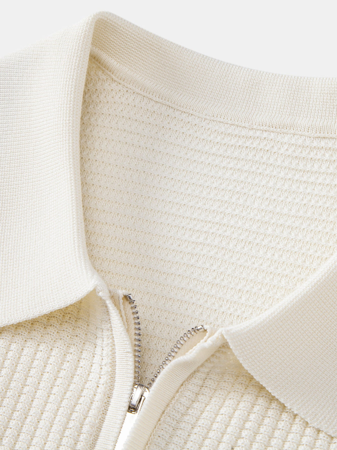 Contrast Waffle Zipper Knit Polo &amp; Slim Fit Tapered Trousers