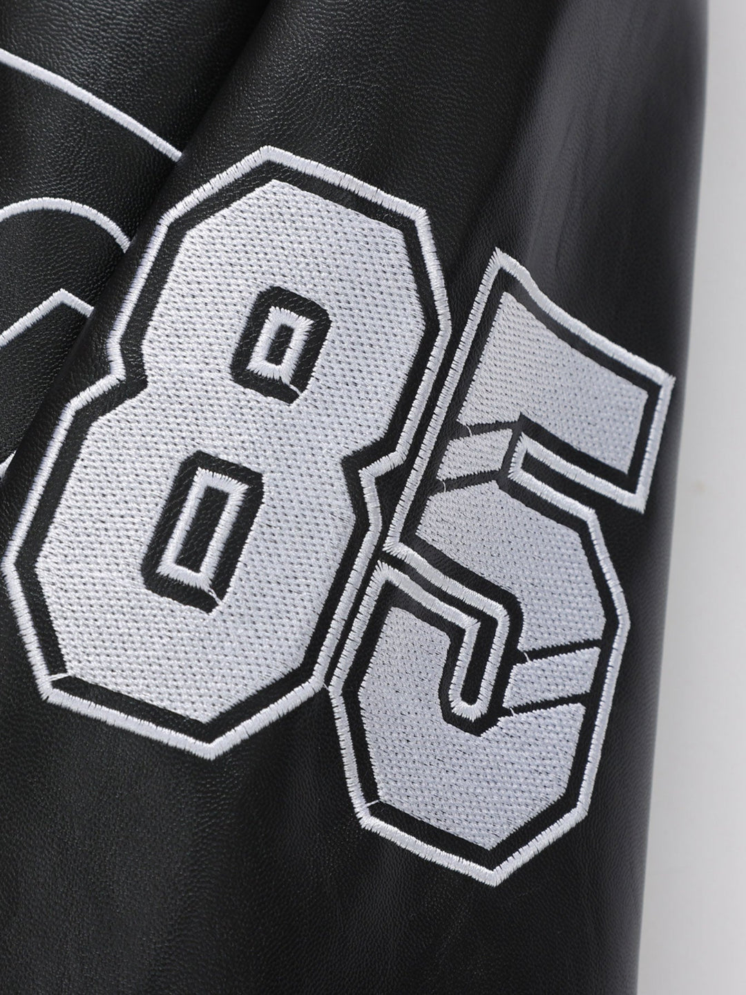 Fleece Lined Embroidery Leather Racing Jacket