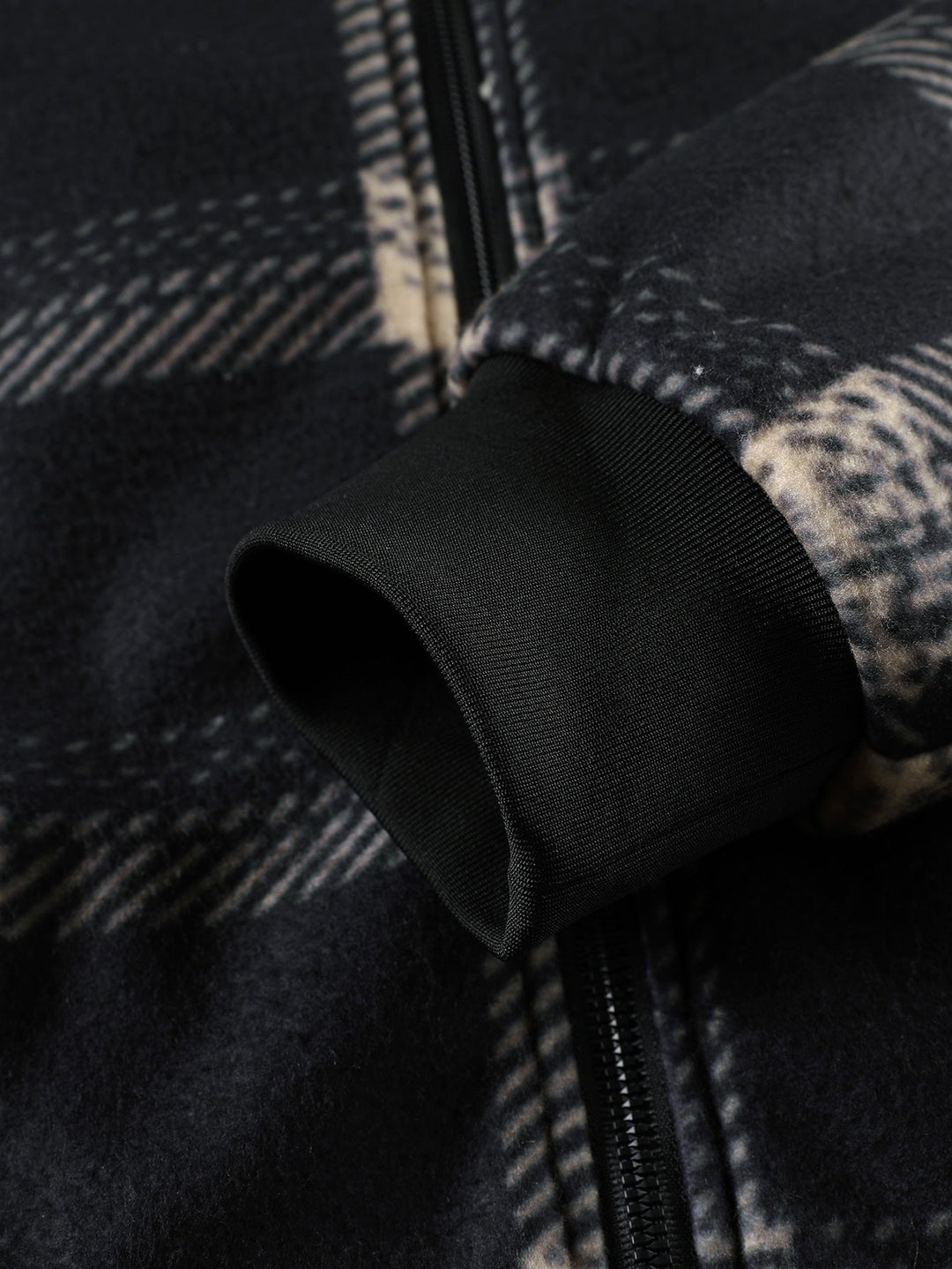 Teddy Lined Zip Up Flannel Plaid Hooded Coat
