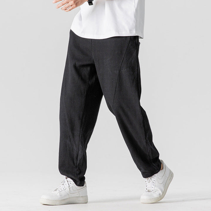 Waffle Loose-Fit Casual Wide-Leg Trousers