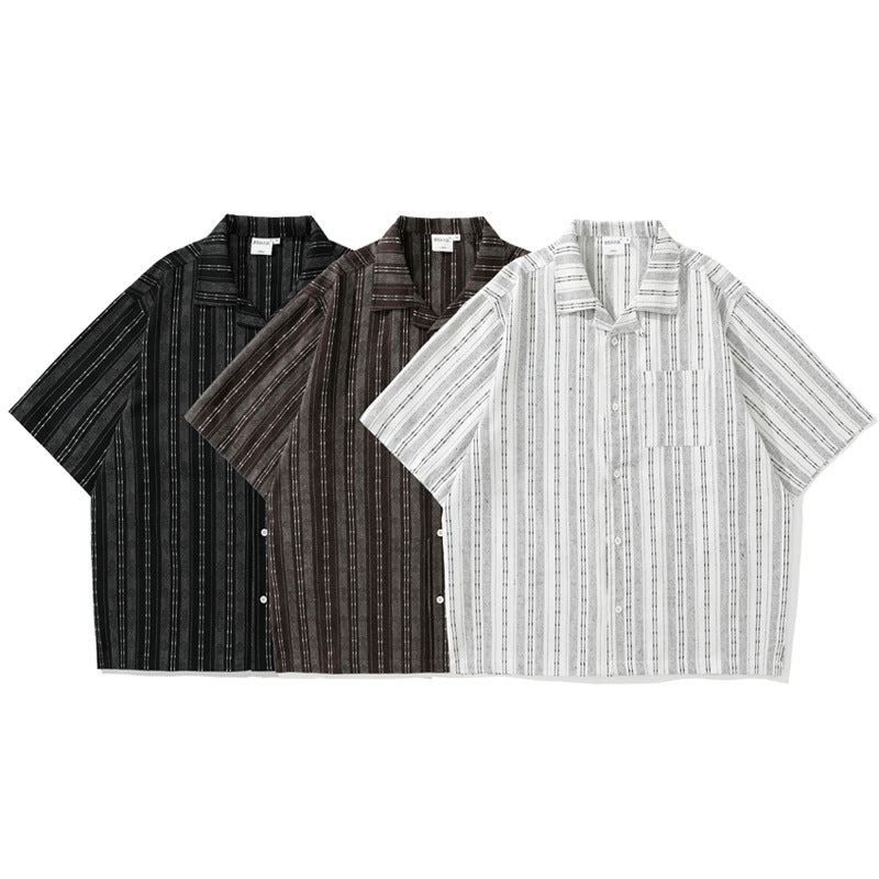Retro Linen Striped Shirt