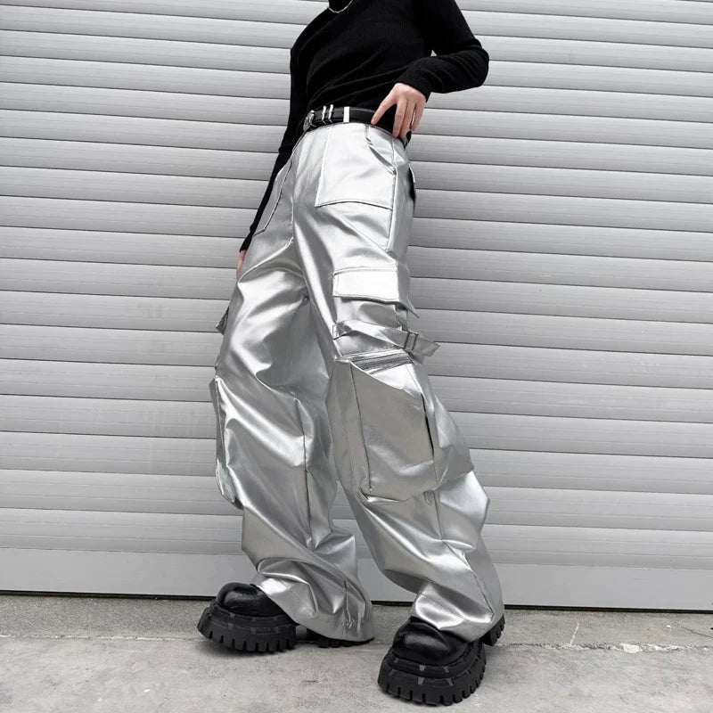 Silver Cargo Pants Stage Performance Outfit