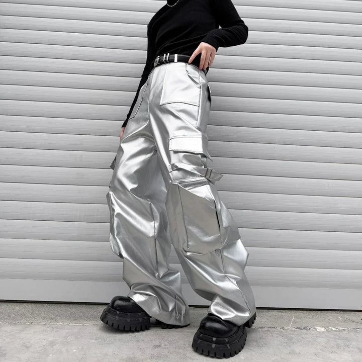 Silver Cargo Pants Stage Performance Outfit