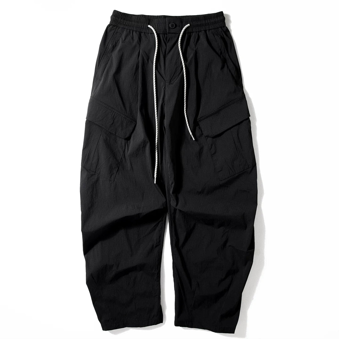 Multi-pocket Loose Curved Trousers