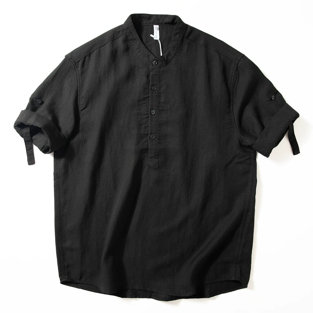 Retro Stand-up Collar Breathable Drape T-shirt