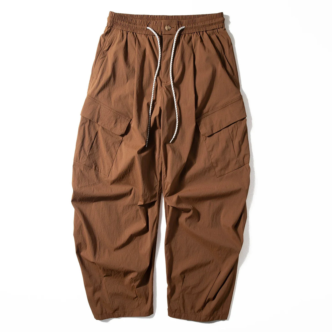 Multi-pocket Loose Curved Trousers