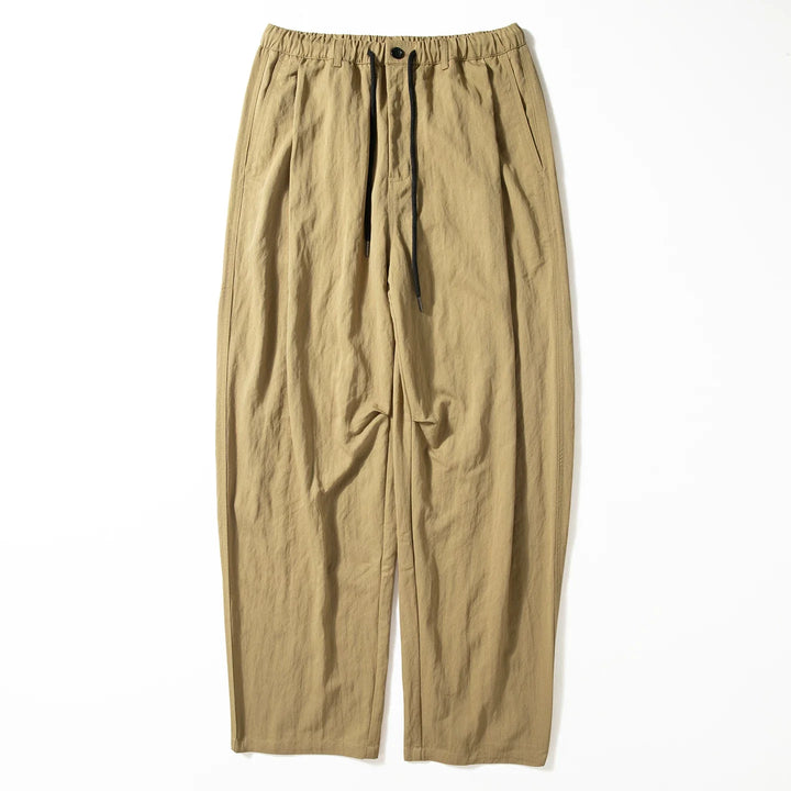 Breathable Elastic Waist Loose Curved Trousers