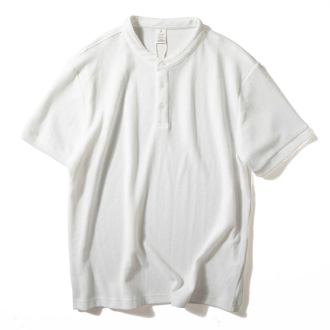 Retro Textured Casual Polo Shirt