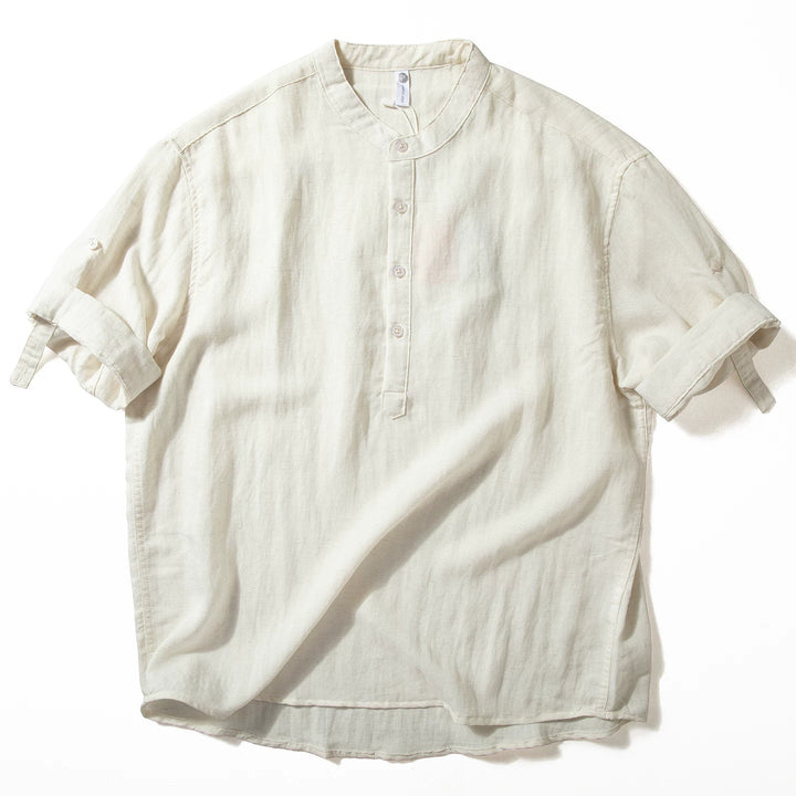 Retro Stand-up Collar Breathable Drape T-shirt