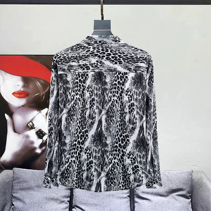 Retro Leopard Print Loose Casual Shirt