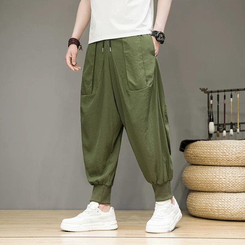 Ice Silk Flowy Loose-fitting Casual Pants