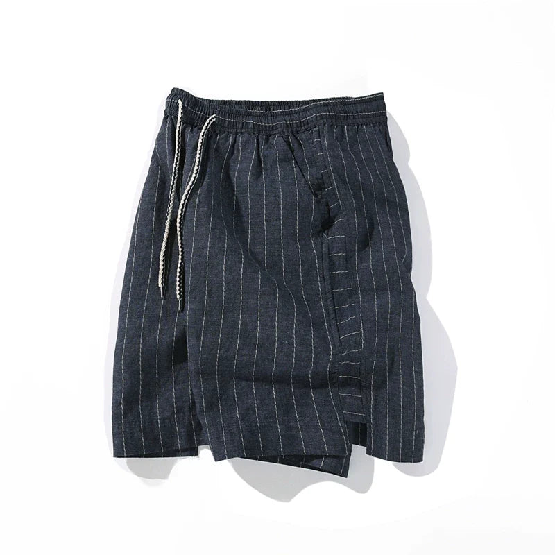 Retro Linen Striped Shorts