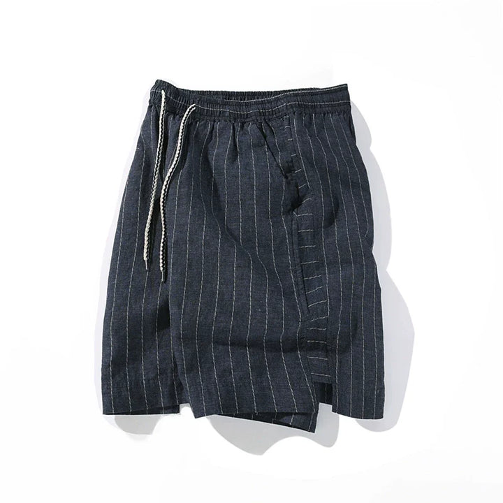 Retro Linen Striped Shorts