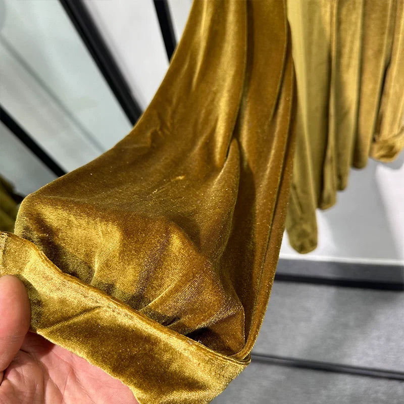 Loose-Fit Velvet Shirt with Fluid Drape