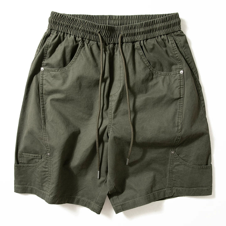 Retro Elastic Waist Loose Straight Leg Shorts