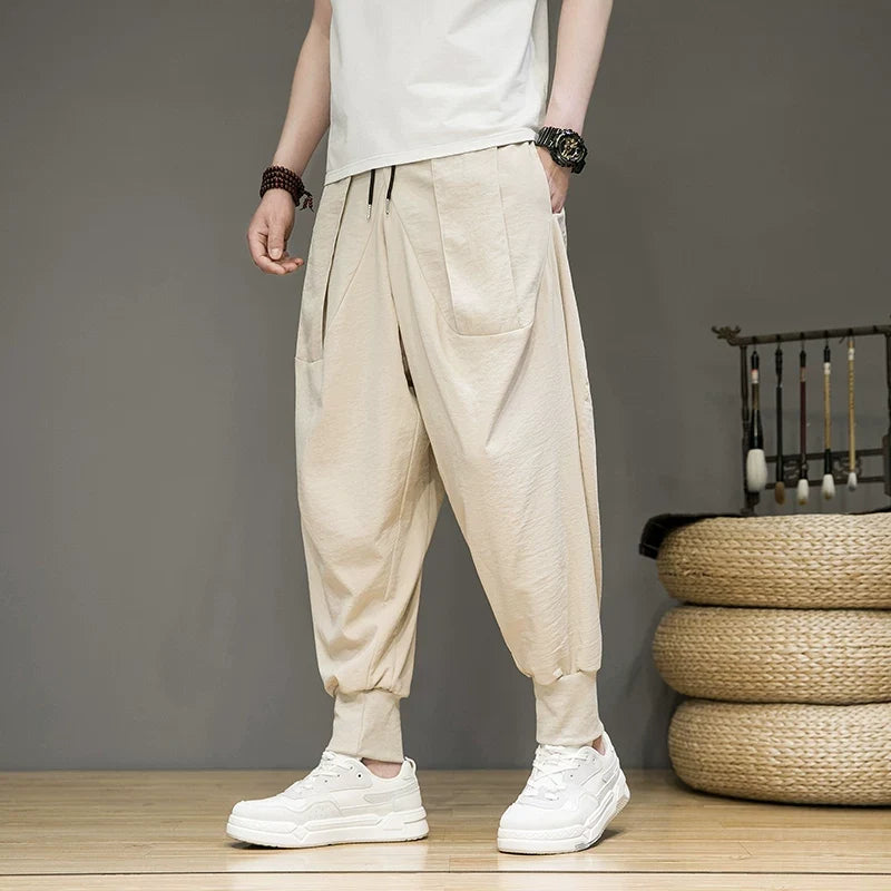 Ice Silk Flowy Loose-fitting Casual Pants