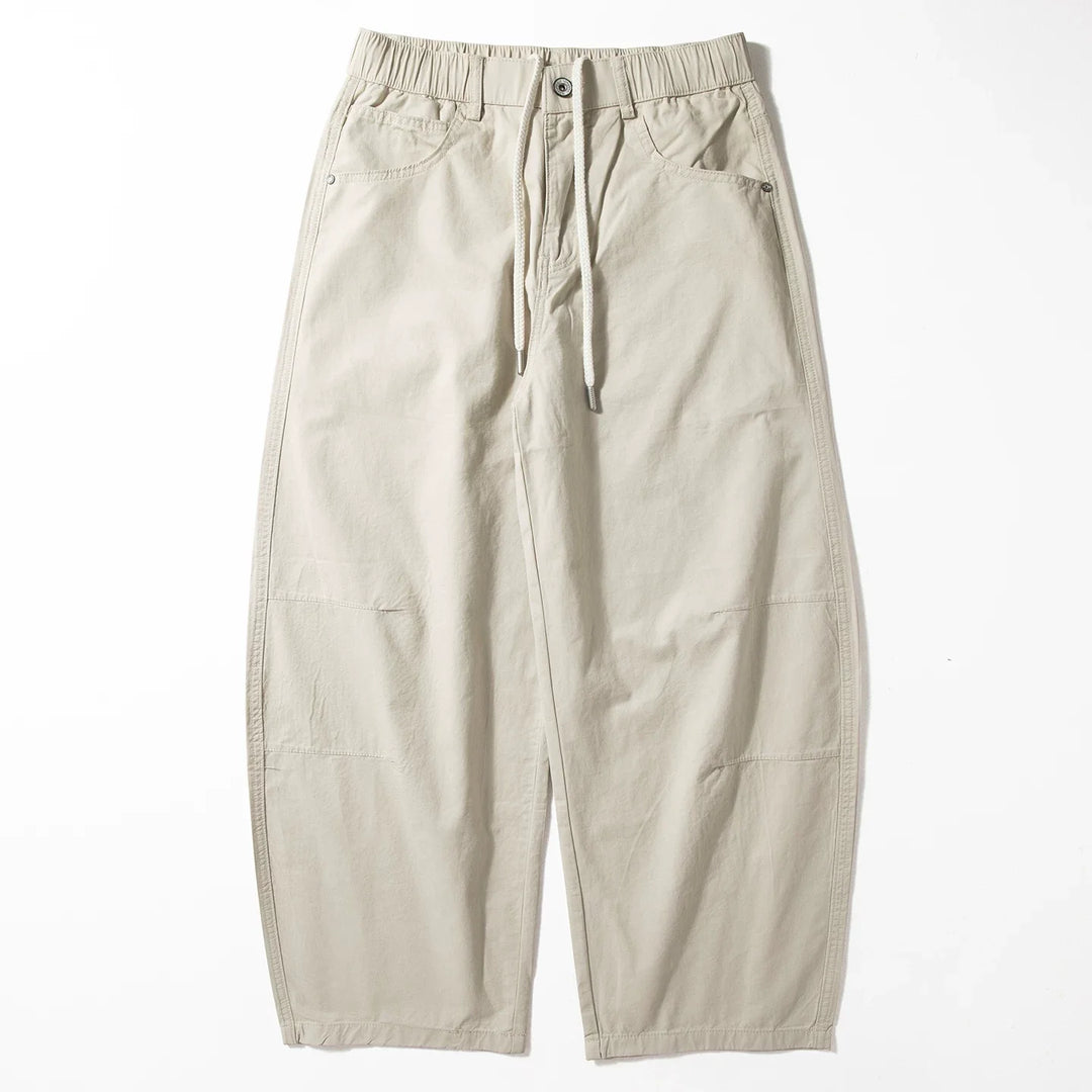 Cotton Loose Wide-leg Curved Pants