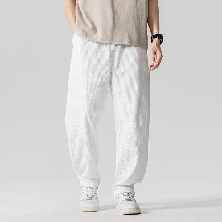 Waffle Loose-Fit Casual Wide-Leg Trousers