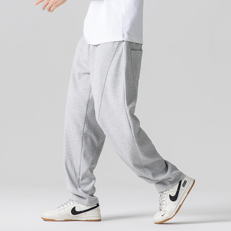 Waffle Loose-Fit Casual Wide-Leg Trousers