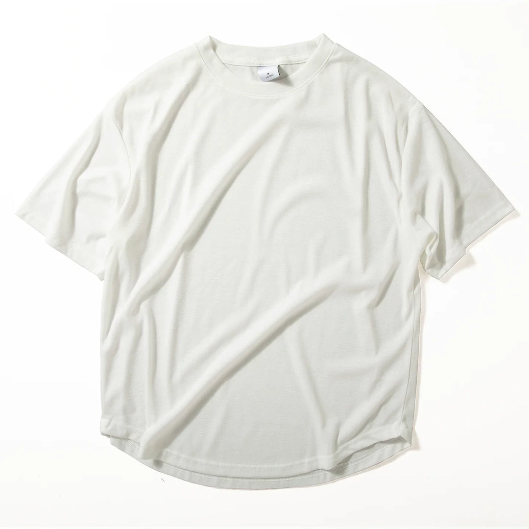 Rounded Hem Loose-fitting Casual T-shirt