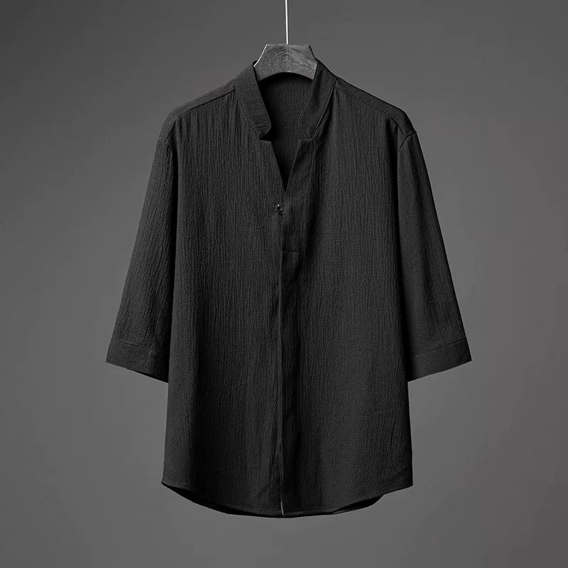 Loose-fitting Ice Silk Pleated Casual Shirt