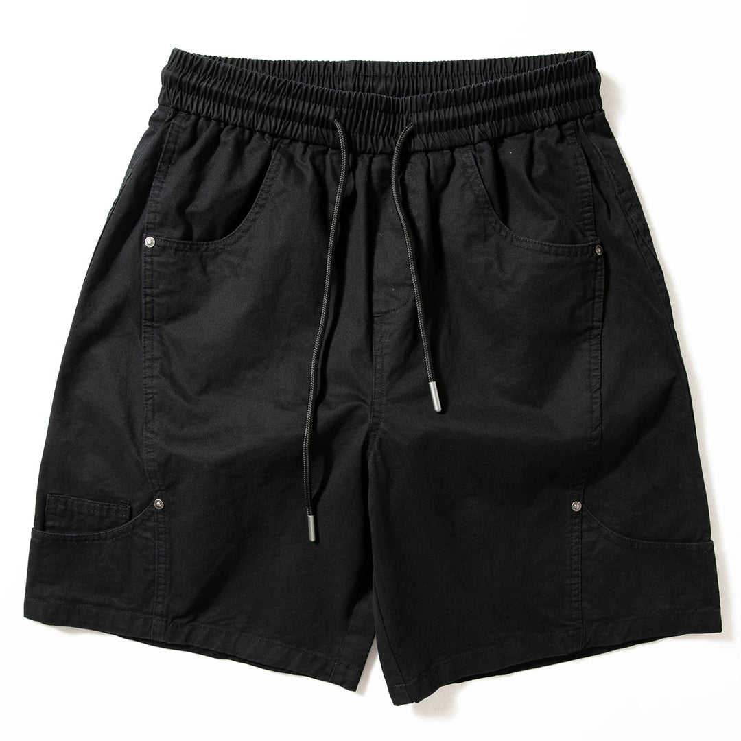 Retro Elastic Waist Loose Straight Leg Shorts