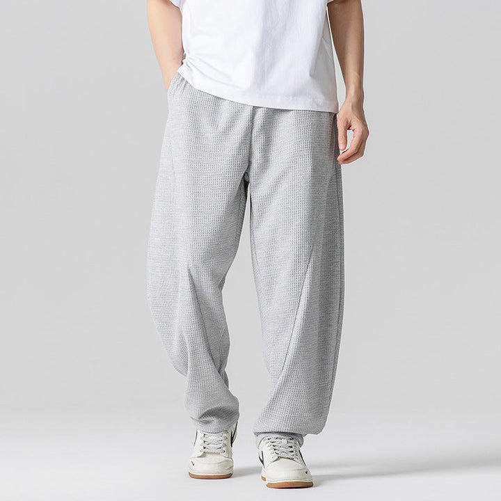 Waffle Loose-Fit Casual Wide-Leg Trousers