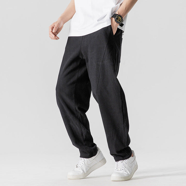Waffle Loose-Fit Casual Wide-Leg Trousers
