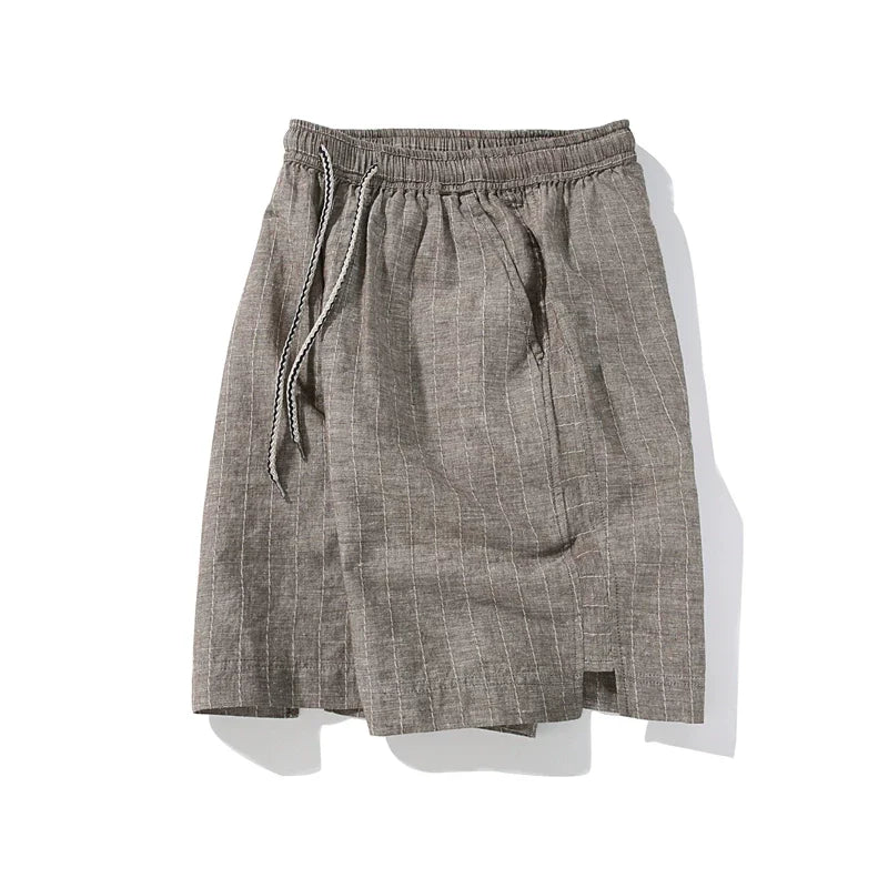 Retro Linen Striped Shorts