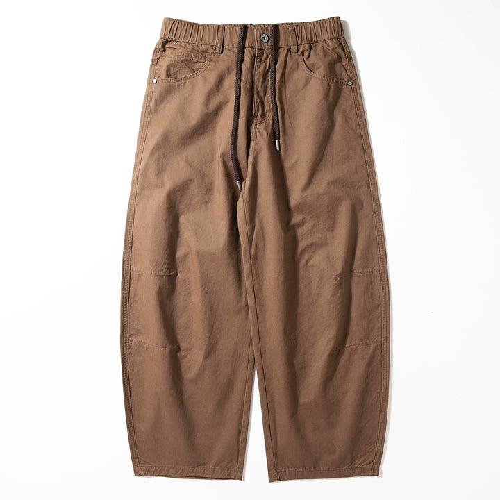 Cotton Loose Wide-leg Curved Pants