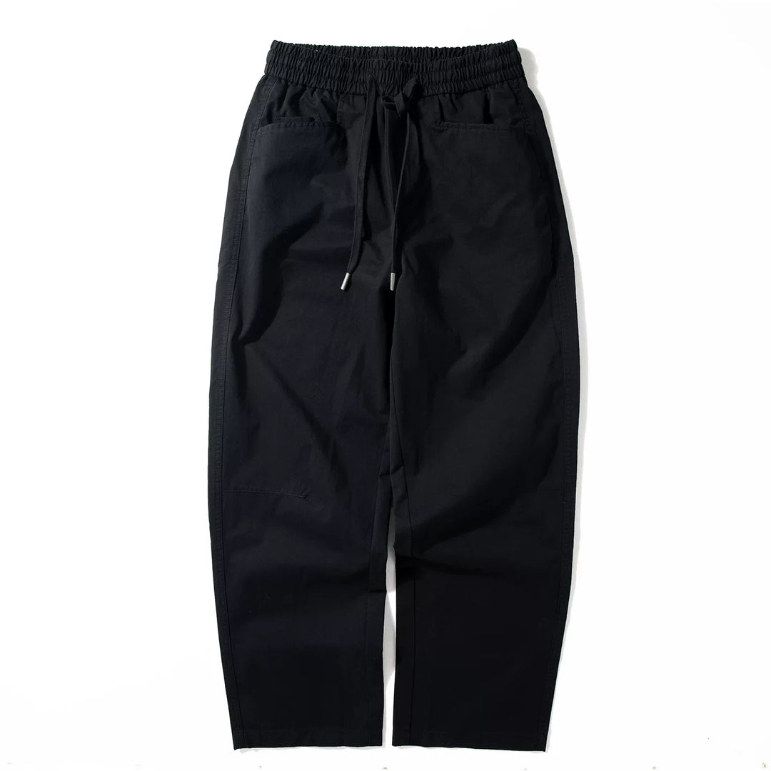 Elastic Waist Drawstring Loose Straight Leg Pants