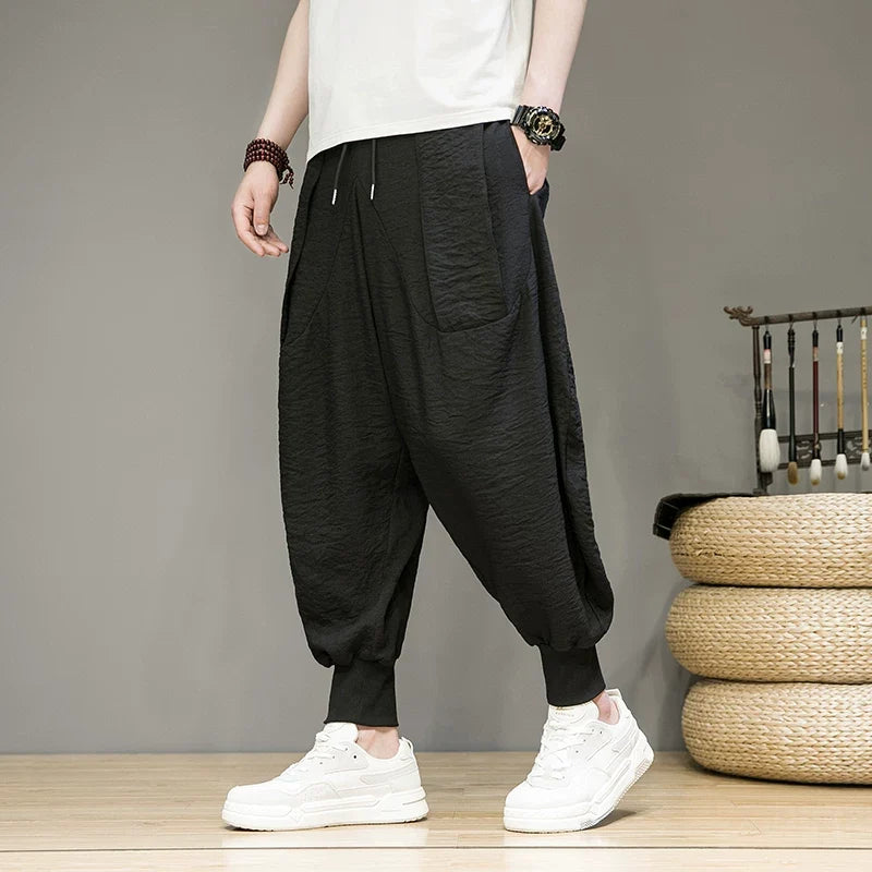 Ice Silk Flowy Loose-fitting Casual Pants