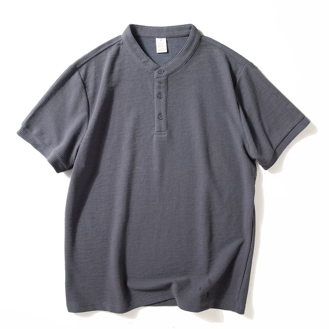 Retro Textured Casual Polo Shirt