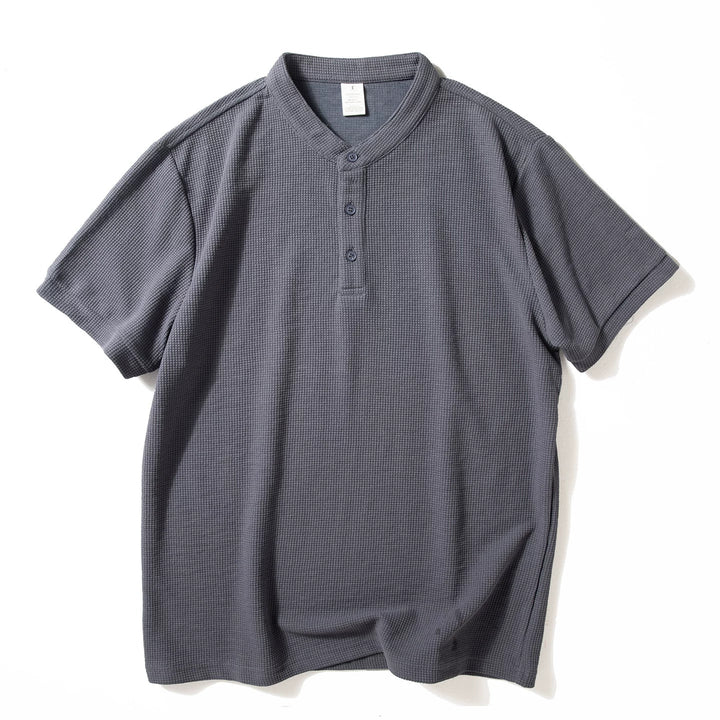 Retro Textured Casual Polo Shirt