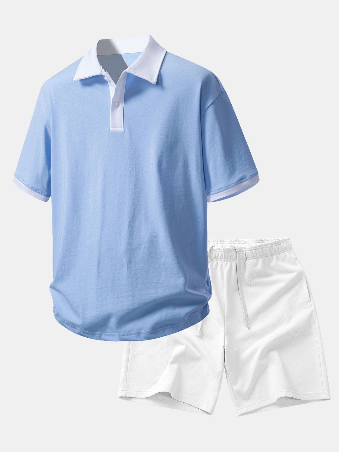 Relax Fit Contrast Cotton Polo &amp; Cotton Drawstring 7" Shorts