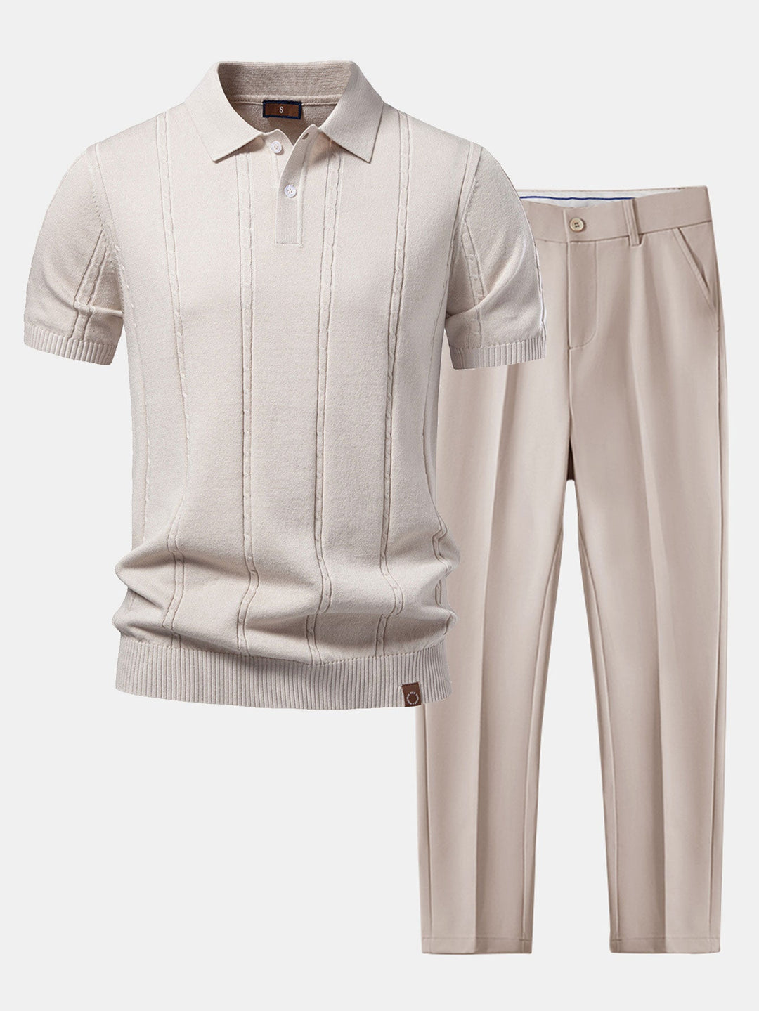 Twist Knit Polo &amp; Slim Fit Tapered Trousers