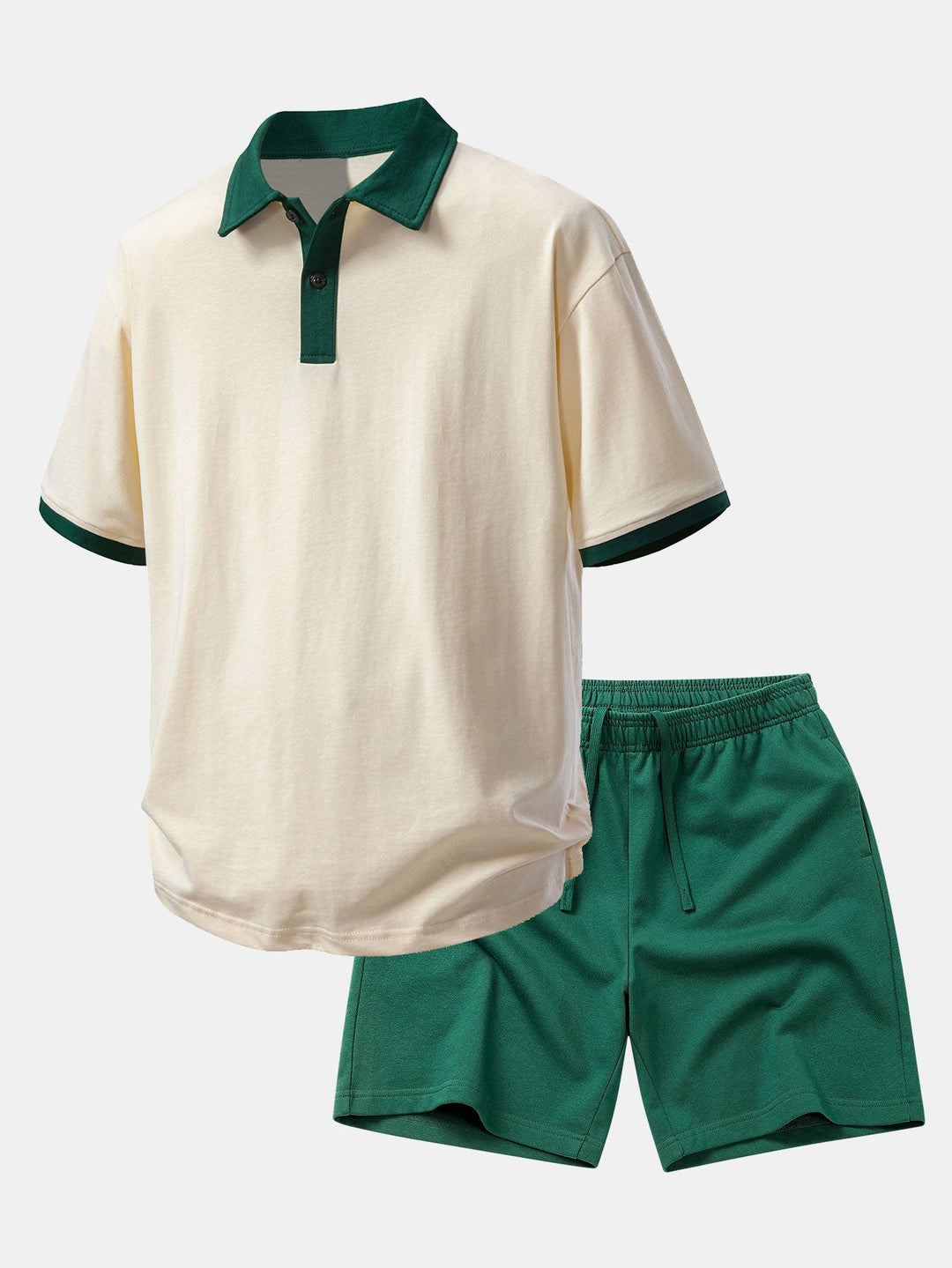 Relax Fit Contrast Cotton Polo &amp; Cotton Drawstring 7" Shorts