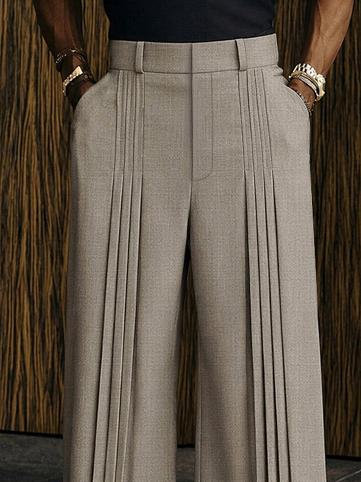 Polished Casual Front-Pleat Design Suit Pants