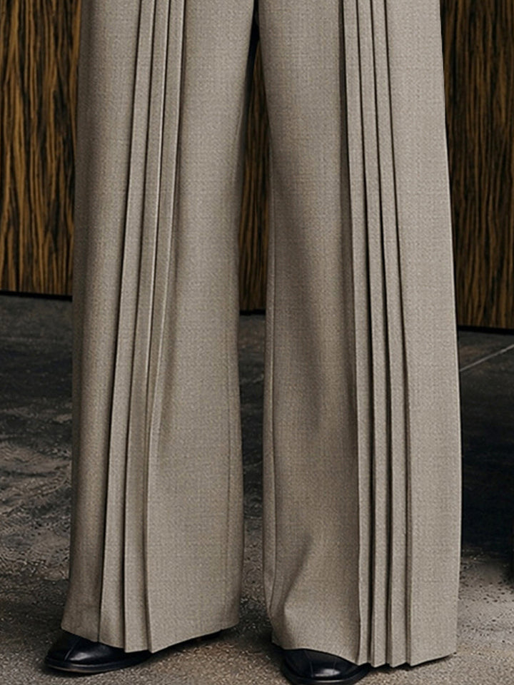 Polished Casual Front-Pleat Design Suit Pants