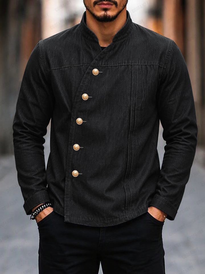 Lightweight  Button Denim-look Cotton Jacket