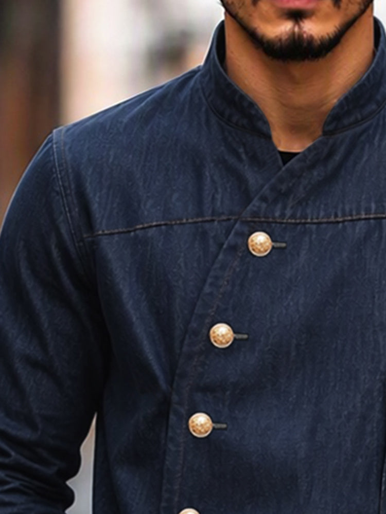Lightweight  Button Denim-look Cotton Jacket