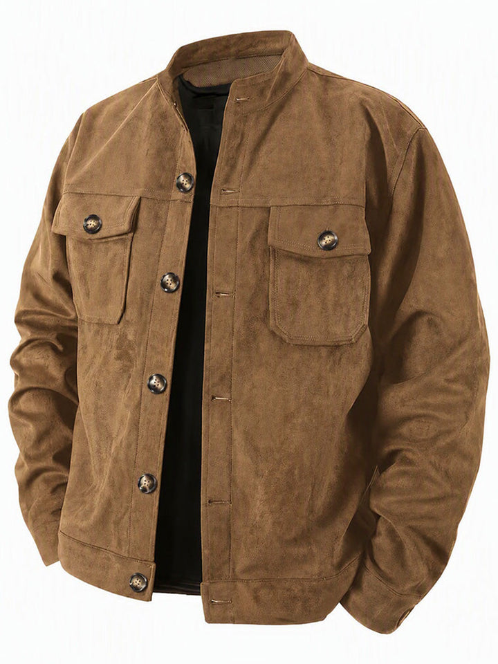 Retro Faux Suede Workwear Jacket