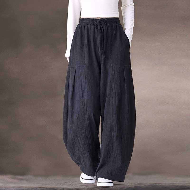 Zen-inspired Elastic Waist Loose Casual Pants