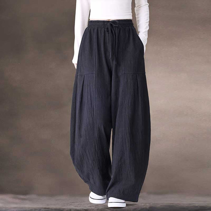 Zen-inspired Elastic Waist Loose Casual Pants