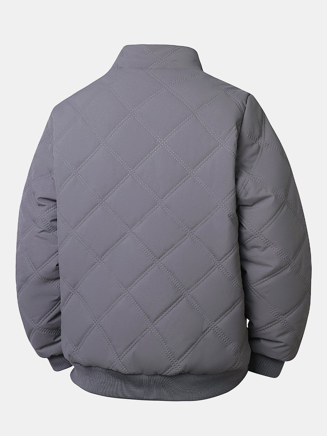 Faux Fur Lined Quilted Stand Collar Jacket