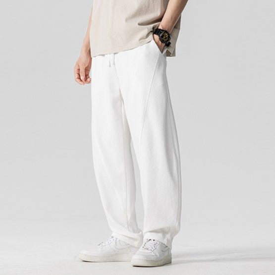 Waffle Loose-Fit Casual Wide-Leg Trousers