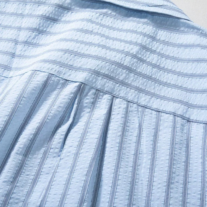 Striped Seersucker Breathable Loose Casual Shirt