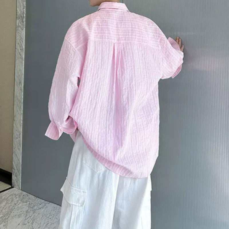 Loose-Fit Striped Collared Shirt
